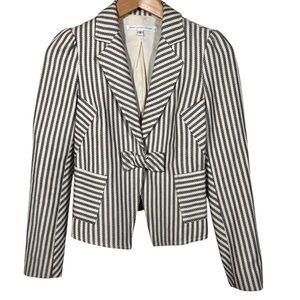 Diane Von Furstenberg Belinda Striped Short Cotton Blazer Size 2